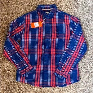 Boone Woven Button Down Flannel Shirt - Navy Plaid
